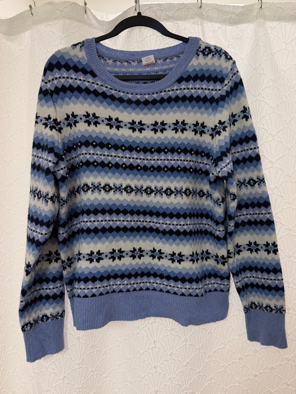 Light Blue Fair Isle Crewneck Sweater